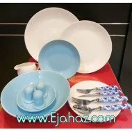 سرویس غذاخوری 30 پارچه چینی سرامیک رنگی آبی- سفید ترکیبی کلارا رومز