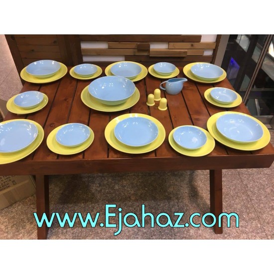 سرویس غذاخوری 30 پارچه چینی سرامیک رنگی  زرد - آبی ترکیبی کلارا رومز