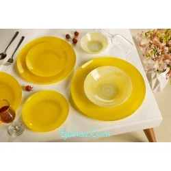 سرویس غذاخوری 25 پارچه ظروف شیشه ای رنگ زرد آرکوفام
