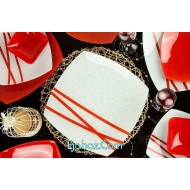 سرویس غذاخوری 50 پارچه ظروف شیشه ای طرح آکسفورد قرمز- قرمز آرکوفام