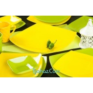 سرویس غذاخوری 50 پارچه ظروف شیشه ای طرح سبز - زرد آرکوفام