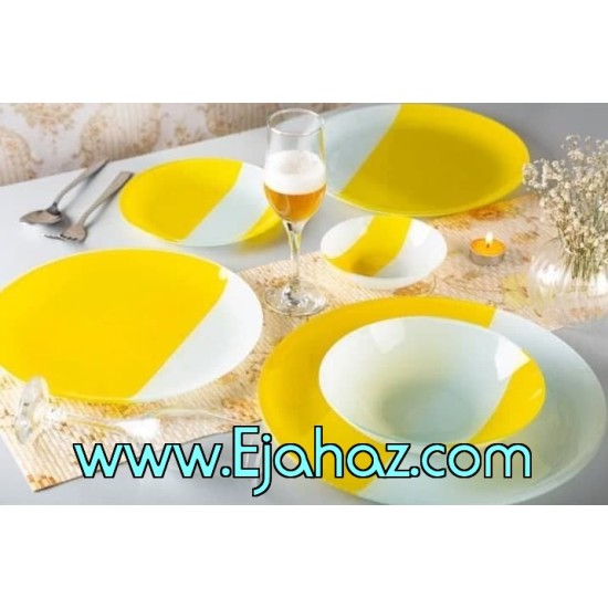 سرویس غذاخوری 25 پارچه ظروف شیشه ای طرح پرنسا زرد آرکوفام سرویس غذاخوری 25 پارچه ظروف شیشه ای طرح پرنسا زرد آرکوفام
