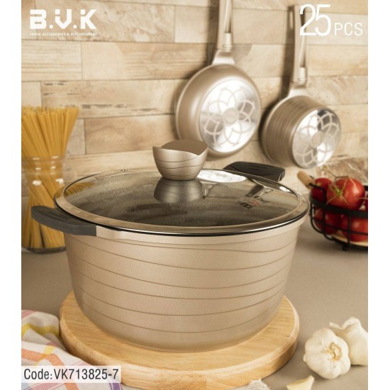 سرویس قابلمه گرانیتی 25 پارچه ویراکیش بی وی کی رنگ بژ B.V.K سرویس قابلمه گرانیتی 25 پارچه ویراکیش بی وی کی رنگ بژ B.V.K