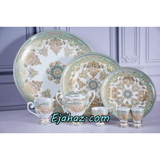 سرویس چینی لورین 12 نفره طرح پر لاکچری طلا 99 پارچه صارداتی