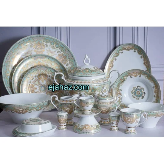 سرویس چینی لورین 12 نفره طرح پر لاکچری طلا 99 پارچه صارداتی