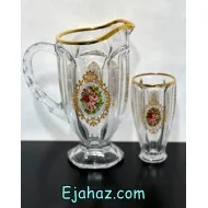 پارچ و لیوان لب طلا گل رز پترا