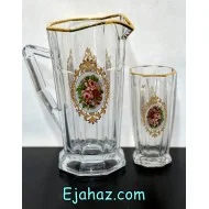 پارچ و لیوان لب طلا گل رز استیج