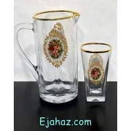 پارچ و لیوان لب طلا گل رز فیوژن