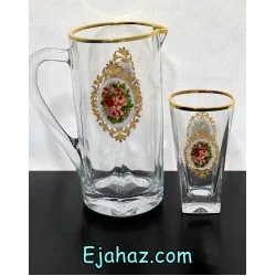 پارچ و لیوان لب طلا گل رز فیوژن