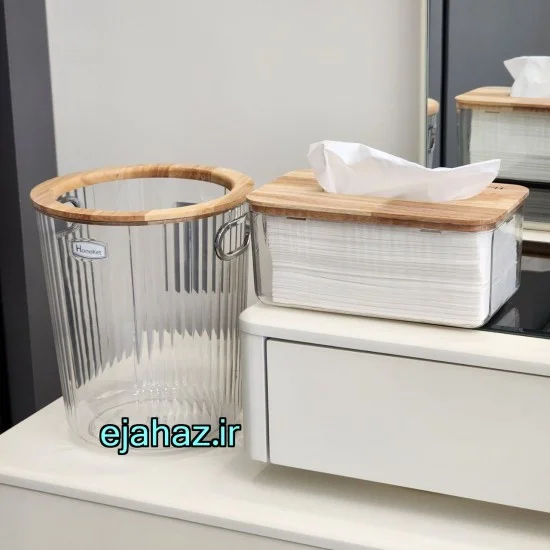 سطل و دستمال نشکن مدرن بی رنگ