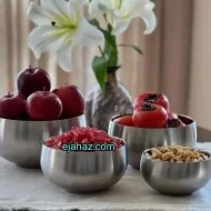 کاسه استیل دوجداره گرد 4 سایز وارداتی