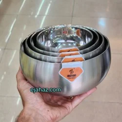 کاسه استیل دوجداره گرد 4 سایز وارداتی