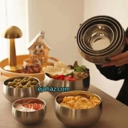 کاسه استیل دوجداره گرد 4 سایز وارداتی