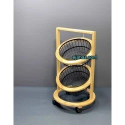 سبد سیب زمینی پیاز دو طبقه طرح ایکیا چوب فلز