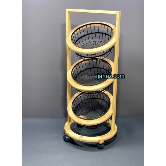 سبد سیب زمینی پیاز سه طبقه طرح ایکیا چوب فلز