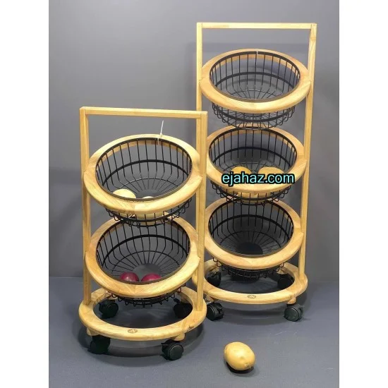 سبد سیب زمینی پیاز دو طبقه طرح ایکیا چوب فلز