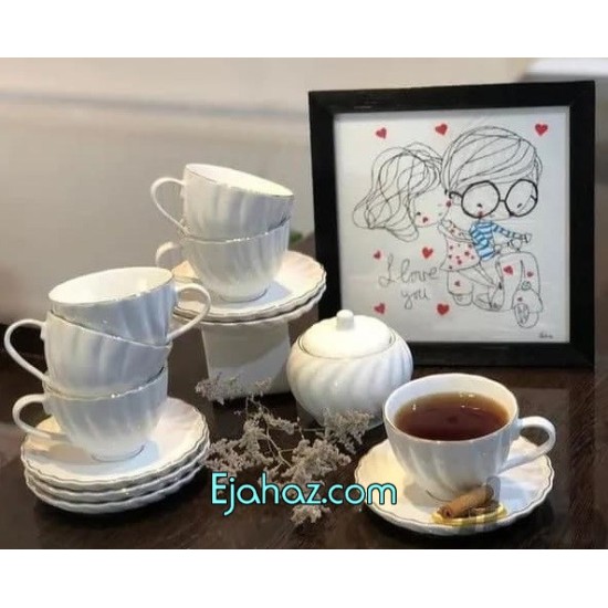 سرویس 17 پارچه چای خوری چینی لمون طرح پیچ لب طلا سرویس 17 پارچه چای خوری چینی لمون طرح پیچ لب طلا