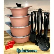سرویس قابلمه گرانیتی اس پی اس بدنه ضخیم رزگلد17 پارچه