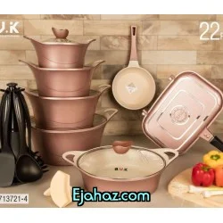 سرویس قابلمه گرانیتی 22 پارچه بی وی کی رزگلد