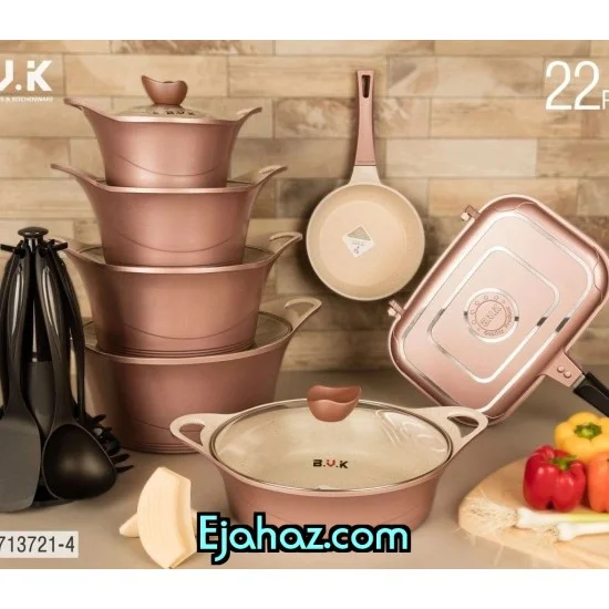 سرویس قابلمه گرانیتی 22 پارچه بی وی کی رزگلد سرویس قابلمه گرانیتی 22 پارچه بی وی کی رزگلد
