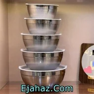 لگن استیل 5 عددی درب سیلیکون