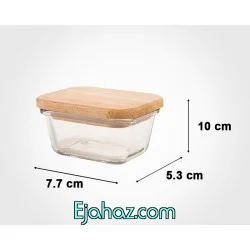 ظرف بلور تکی درب چوبی ادویه لیمون