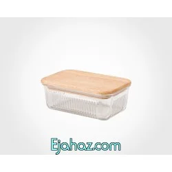 ظرف بلور درب چوبی مستطیل لیمون