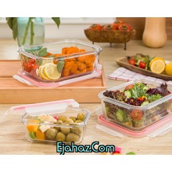 ظروف شیشه ای نگهدارنده سه تایی مستطیل لیمون