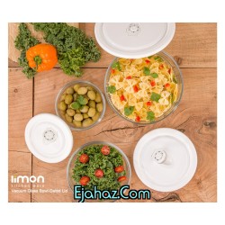 ست ظروف شیشه ای نگهدارنده  وکیومی تاریخ دار لیمون سه تایی