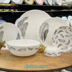 سرویس غذاخوری آرکوپال 26 پارچه گلدن اپال گرد وینگ طوسی