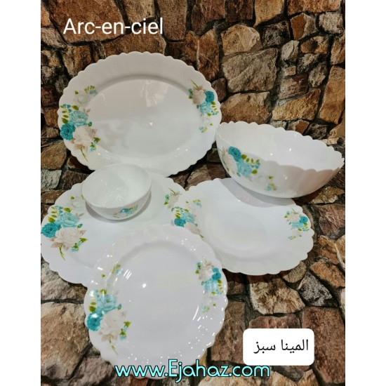 سرویس غذاخوری آرکوپال مقصود 26 پارچه کنگره المینا سبز