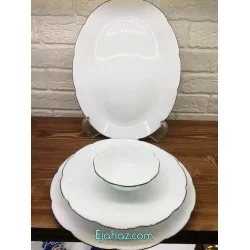 سرویس آرکوپال مقصود 26 پارچه نیلوفری لب نقره ای