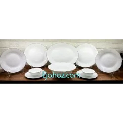 سرویس آرکوپال مقصود 26 پارچه نیلوفری لب نقره ای