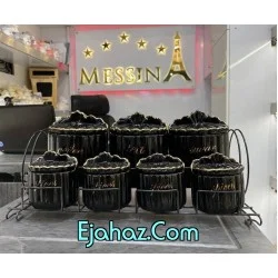 پاسماوری 7 پارچه صدفی مشکی