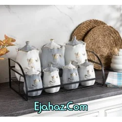 پاسماوری 7 پارچه مرلین سفید طوسی