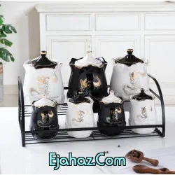 پاسماوری 7 پارچه مرلین سفید مشکی