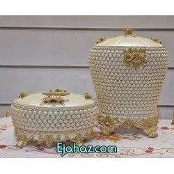 سطل و جادستمالی رزینی نگینی دیاموند سفید طلایی