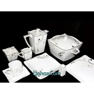  سرویس غذاخوری 12 نفره 101 پارچه چینی پردیس کاشان قالب لرد کارولین-913 کد طرح 913