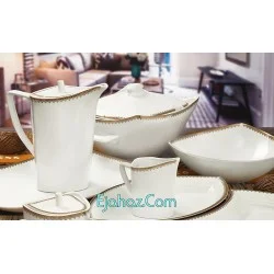  سرویس 12 نفره 105 پارچه چینی پردیس کاشان قالب پاریس آترینا طلایی 160 