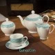 چینی زرین آتن فیروزه ای 12 پارچه چای خوری