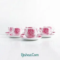 چایی خوری چینی زرین رزتا صورتی 12 پارچه