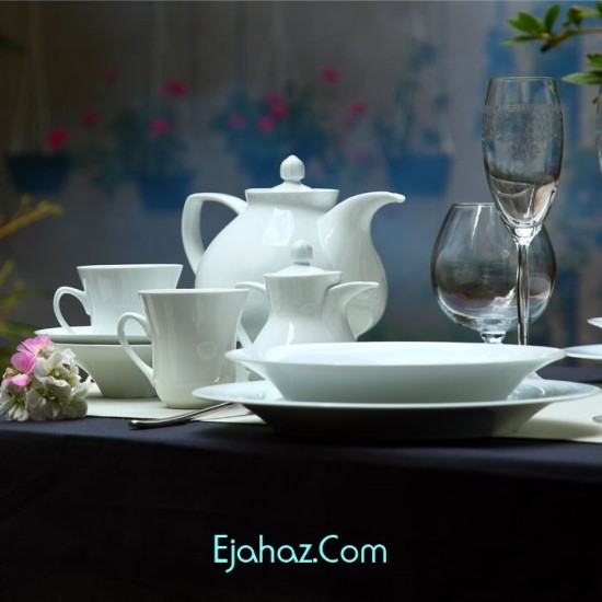 سفید سری شهرزاد سرویس چینی 18 پارچه چای خوری سفید 6 نفره درجه: عالی