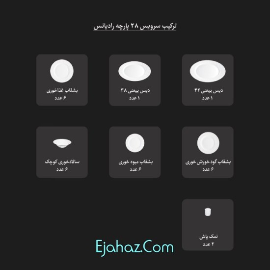 پسته سری رادیانس سرویس چینی 28 پارچه غذاخوری پسته 6 نفره درجه: عالی پسته سری رادیانس سرویس چینی 28 پارچه غذاخوری پسته 6 نفره درجه: عالی