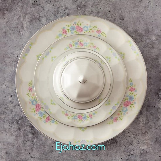 سرویس غذاخوری چینی زرین ایران 12 نفره نئوکلاسیک طرح گلاریس درجه عالی